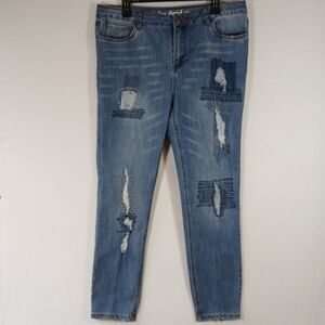 Indigo Thread Co Jeans Stretch Patchwork Ankle Women's Size 14 #467